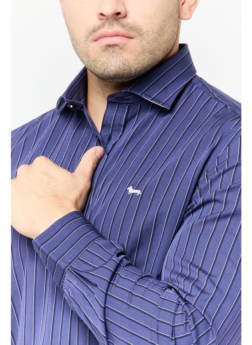 Harmont & Blaine Men Narrow Fit Long Sleeve Stripe Casual Shirt, Multicolor  - Image 3