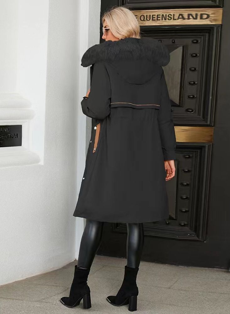 Loquat Parker Cotton Jacket Winter Mid - Length Two - Piece Warm Wool Collar Jacket - Image 2