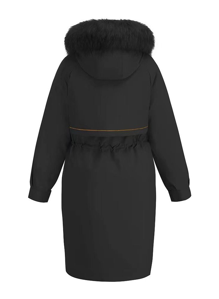 Loquat Parker Cotton Jacket Winter Mid - Length Two - Piece Warm Wool Collar Jacket - Image 4