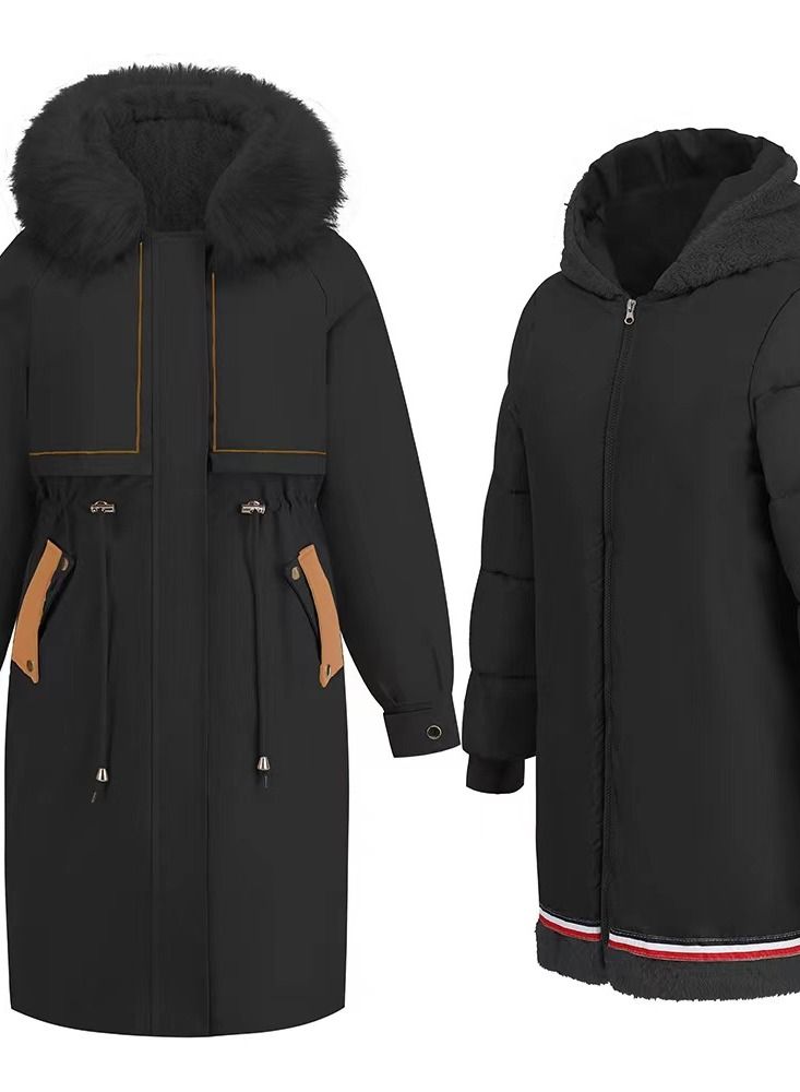 Loquat Parker Cotton Jacket Winter Mid - Length Two - Piece Warm Wool Collar Jacket - Image 3
