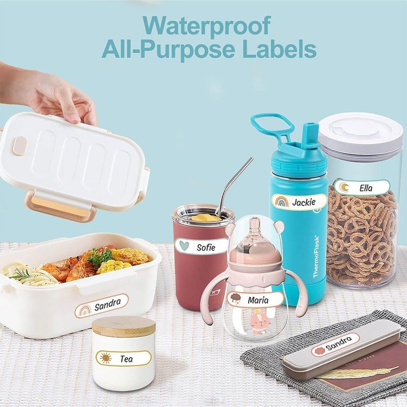 ECVV 160Pcs Baby Bottle Labels, Waterproof Self-Laminating Baby Bottle Labels For Kids: Perfect For Daycare, School & Home Organization With Colorful Cartoon Weather Prints - Image 2