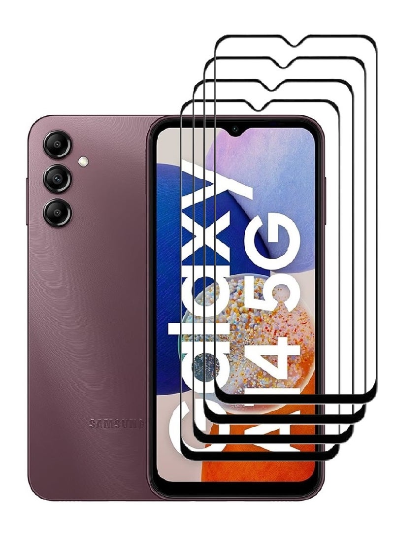 AINA 4 Pieces Tempered Glass Screen Protector 5D Designed For Samsung Galaxy A14 5G Full Glue Edge to Edge Full Screen Coverage And Bubble Free - Image 1