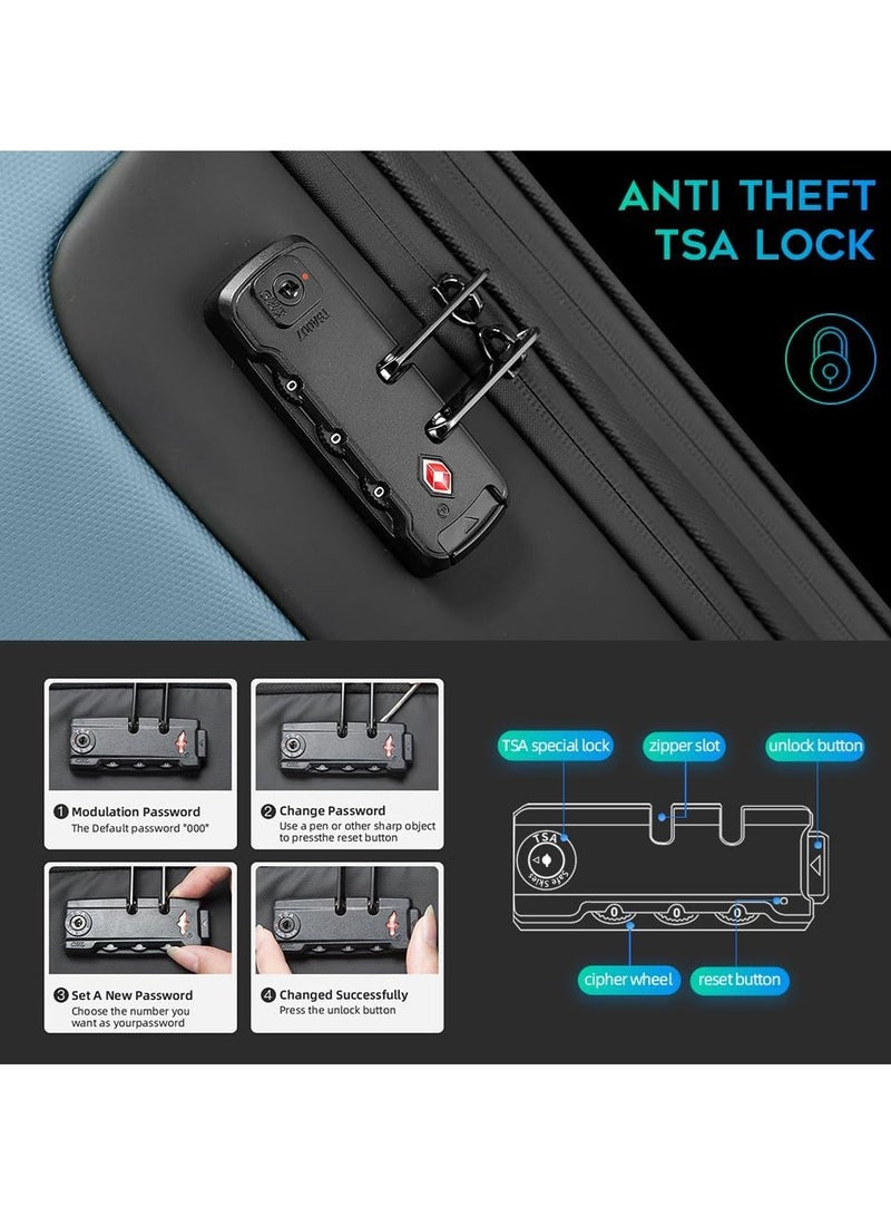 BANGE Anti Theft Backpack with USB charging Port,Lightweight Business Backpack for Men and Women   light blue（two pockets for work) - Image 3