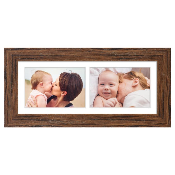 135X155 PICTURE FRAME DISPLAY 7 OPENING 4X6 PICTURE FRAME COLLAGEMULTI PHOTO FRAME WITH MATPLEXIGLASSWALL OR TABLETOP DECORCARBONIZED BROWN WOOD GRAIN