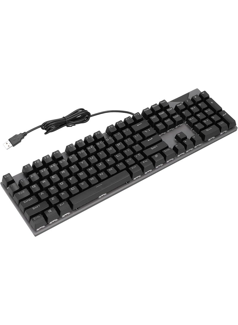 Mechanical Gaming Keyboard, Ergonomic USB Keyboard, 104 Keys, Plug and Play, Ergonomic Non Slip, for Gaming Office - Black - Image 1