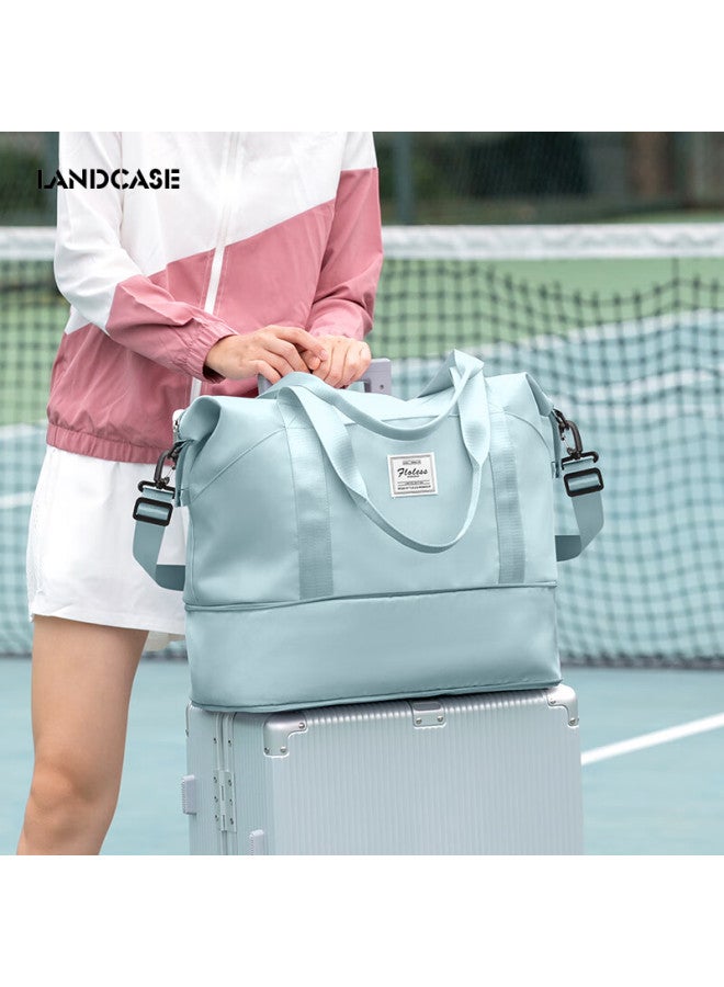 Landcase Women's Large Handbag, Sports Fitness Swimming Backpack, Short Trip Travel Bag, 5102 Light Blue - Image 1