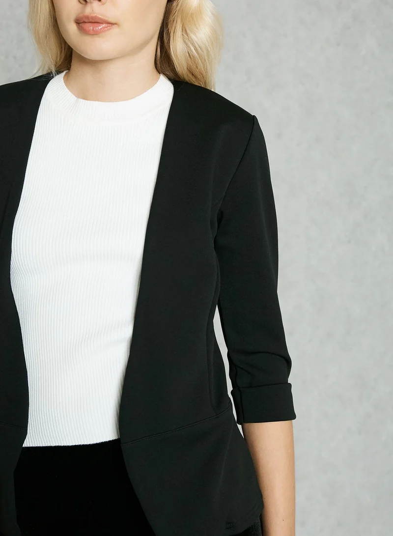 QUIZ Black Turn Up Sleeve Jacket