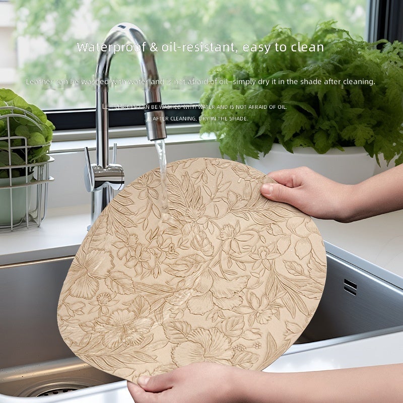 European Style Embossed Leather Placemats, Waterproof Oil-Proof Wash-Free, Hotel Restaurant Western Tableware Mats, Multiple Colors  Available - Image 5