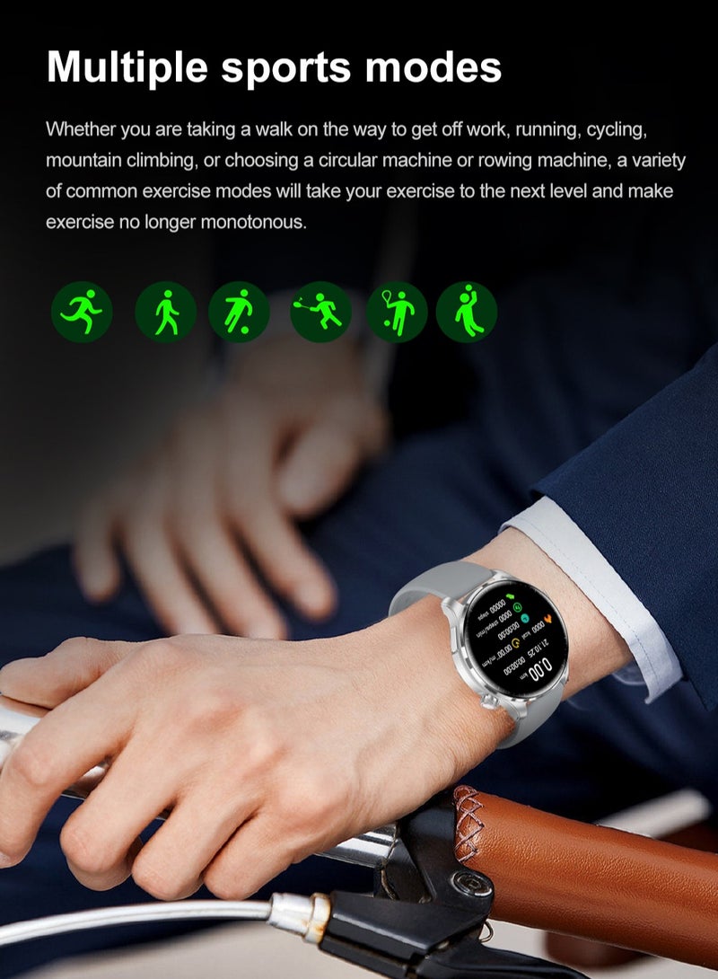 رولستيمي ساعة ذكية للرجال ، شاشة آي بي إس عالية الدقة مقاس 1.60 بوصة ، اتصال بلوتوث ، آي بي 68 مقاوم للماء ، مراقبة صحية على مدار 24 ساعة ، أوضاع رياضية متعددة ، ساعة رياضية غير رسمية ، شريط إم 13 رمادي - Image 4