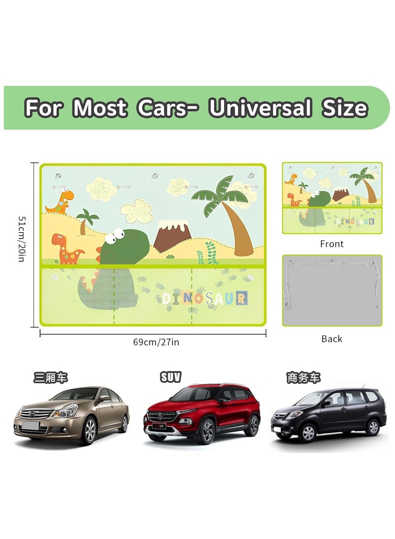 عام 2 قطع من ستائر نافذة العربات، ستائر شمسية قابلة للسحب مع أكواب شفط وشبكات تخزين جانبية، ستائر شمسية للسيارة مع حماية مثالية من الأشعة فوق البنفسجية، ستائر سيارة للأطفال عالمية الاستخدام - Image 2