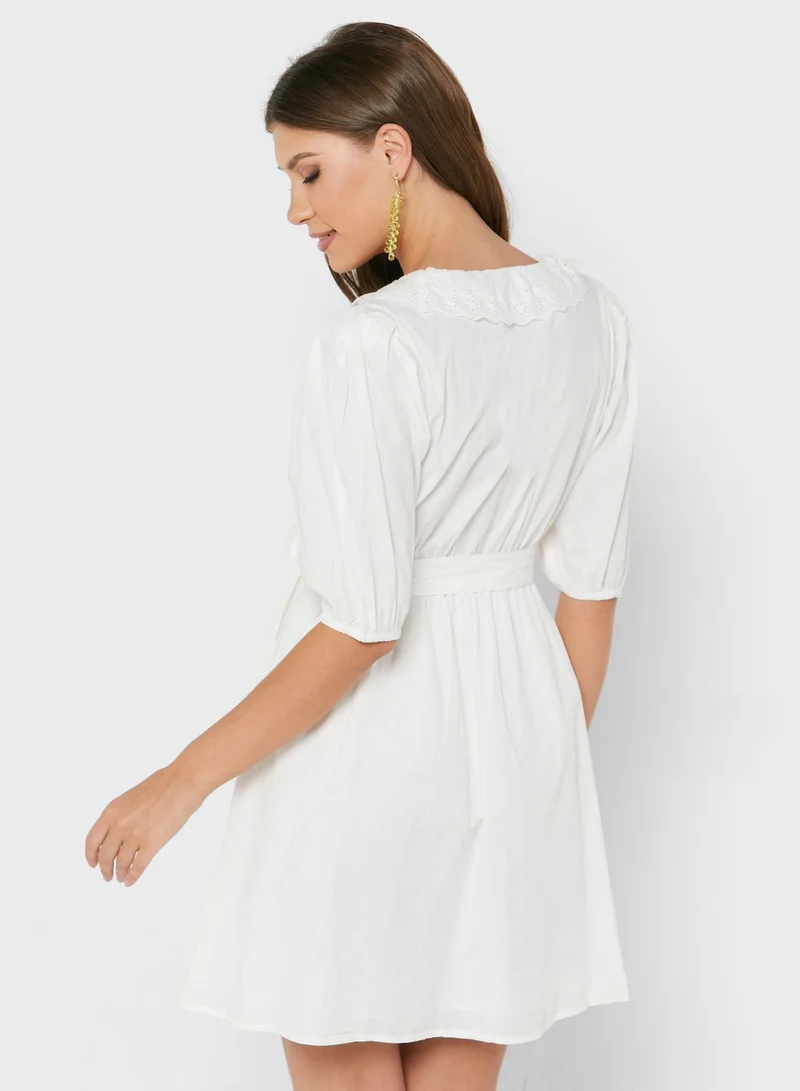 VERO MODA Ruffle Tie Detail Pleated  Dress