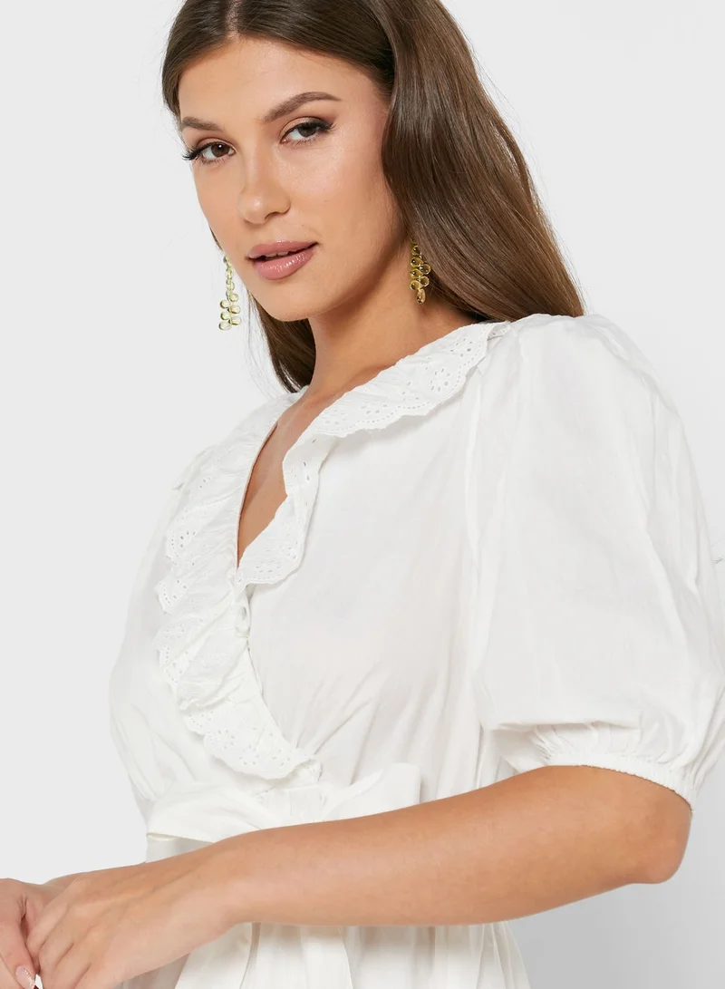 VERO MODA Ruffle Tie Detail Pleated  Dress