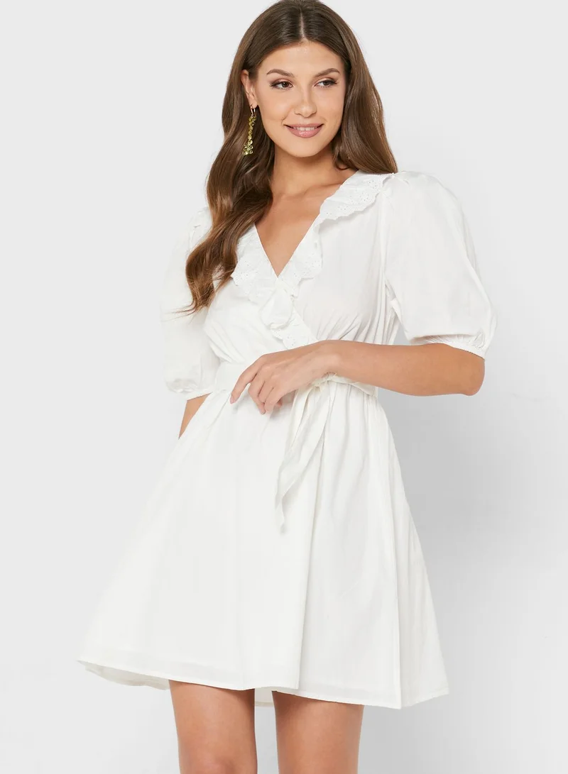 VERO MODA Ruffle Tie Detail Pleated  Dress