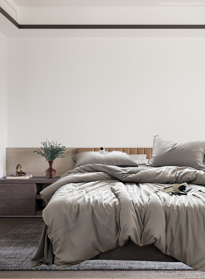 4-Pieces Luxury Tencel Bed Sheet Set, King Size Tencel Bed Sheet Set, Cooling Soft and Hypoallergenic Tencel Sheets 200*230cm-Rock Gray  - Image 1
