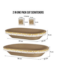 NNC PETS Cat scratching board, 2pcs corrugated paper double-sided cat scratcher pad for indoor cats and kittens, Oval-shape cat scratcher with Catnips, Catclaw grinding scratcher toys 58 cm (Beige)  - Image 2
