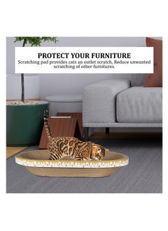 NNC PETS Cat scratching board, 2pcs corrugated paper double-sided cat scratcher pad for indoor cats and kittens, Oval-shape cat scratcher with Catnips, Catclaw grinding scratcher toys 58 cm (Beige)  - Image 4