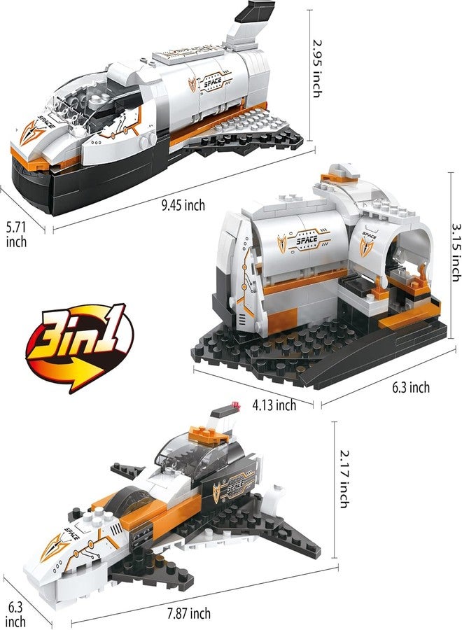 Galaxy Hi-Tech 3 in 1 Future Flyer, Space Station, Fighter Jet Building Brick Set STEM Toy for Kids Educational Construction Kit Set Space Astronaut Theme Blocks and Bricks 168+ Pcs DIY - Image 3