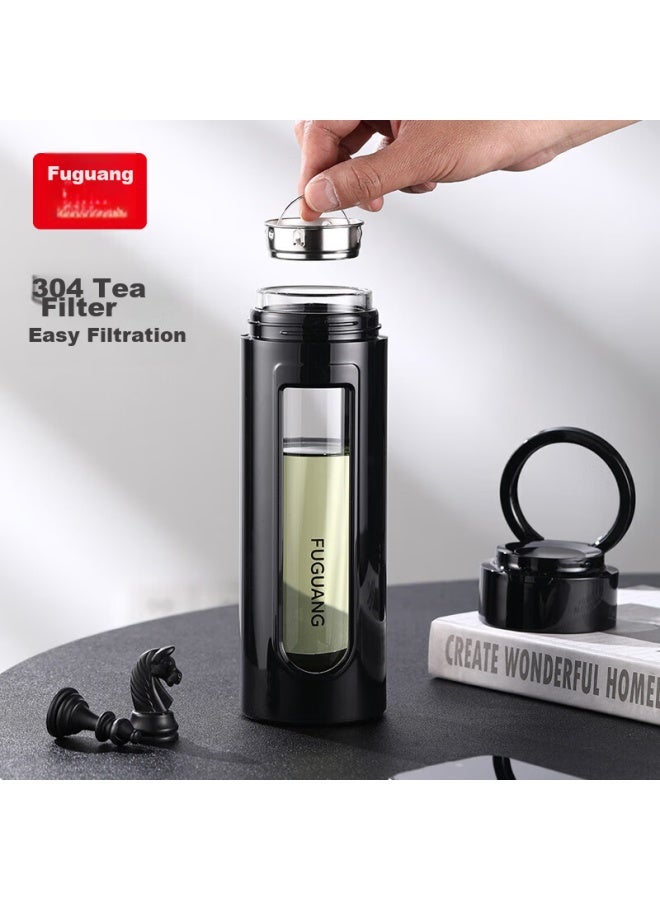 Tomimitsu Fuguang Large Capacity Glass Cup, High Borosilicate Glass Tea Infuser Cup, Double-layer Water Bottle For Men And Women, 520ml - Image 2