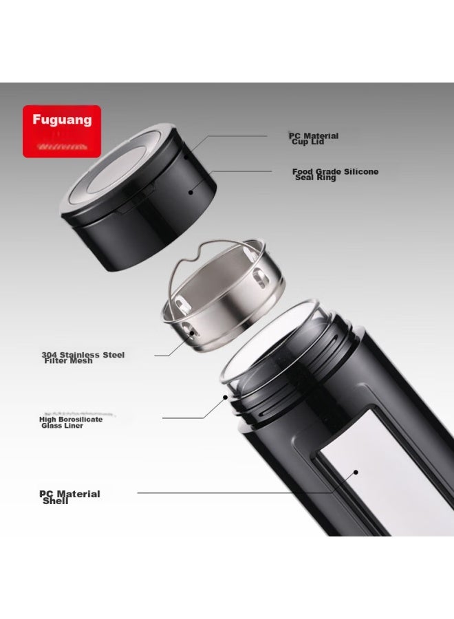 Tomimitsu Fuguang Large Capacity Glass Cup, High Borosilicate Glass Tea Infuser Cup, Double-layer Water Bottle For Men And Women, 520ml - Image 3