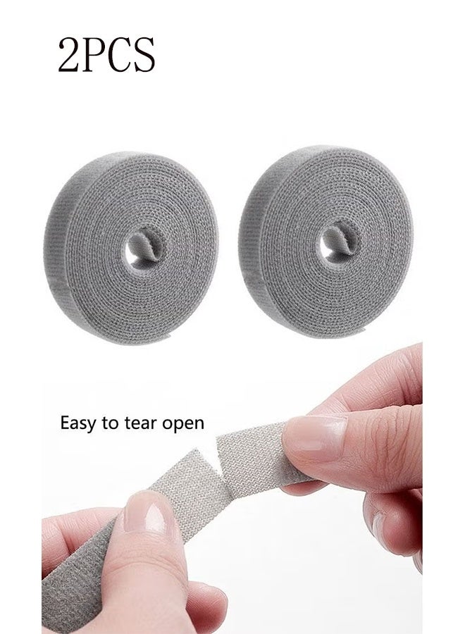 واي جيه منظم أسلاك توصيل الكبل المكون من قطعتان، إدارة خطاف الكبل والخطاف القابل للضبط والأسلاك الحبلية من النايلون، وصلة الكبل المرنة لمورد طاقة تلفزيون الكمبيوتر والكبلات الأخرى (1.5 سم *3 م رمادي) - Image 1