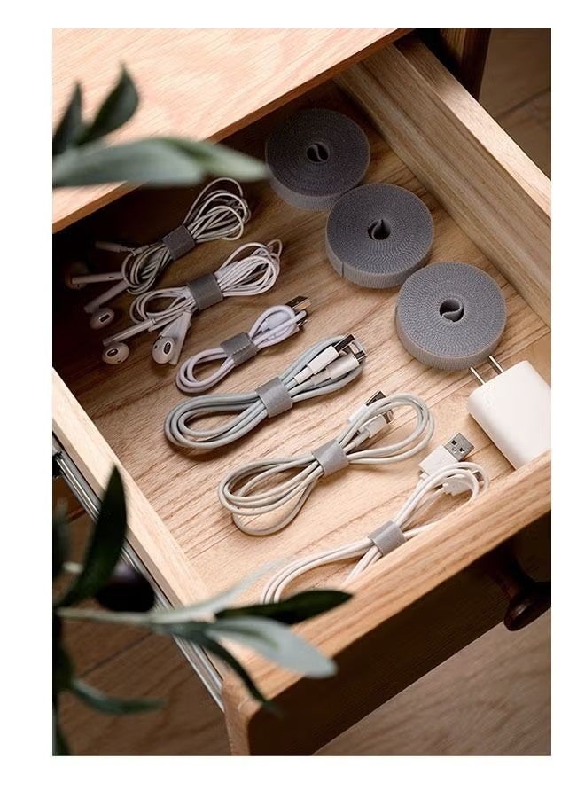 واي جيه منظم أسلاك توصيل الكبل المكون من قطعتان، إدارة خطاف الكبل والخطاف القابل للضبط والأسلاك الحبلية من النايلون، وصلة الكبل المرنة لمورد طاقة تلفزيون الكمبيوتر والكبلات الأخرى (1.5 سم *3 م رمادي) - Image 5