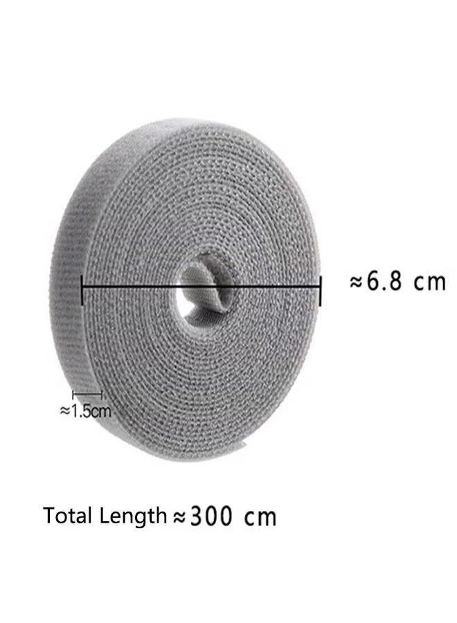 واي جيه منظم أسلاك توصيل الكبل المكون من قطعتان، إدارة خطاف الكبل والخطاف القابل للضبط والأسلاك الحبلية من النايلون، وصلة الكبل المرنة لمورد طاقة تلفزيون الكمبيوتر والكبلات الأخرى (1.5 سم *3 م رمادي) - Image 3