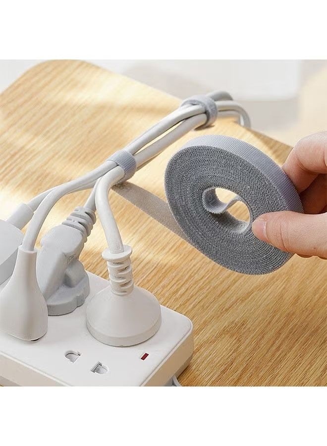 واي جيه منظم أسلاك توصيل الكبل المكون من قطعتان، إدارة خطاف الكبل والخطاف القابل للضبط والأسلاك الحبلية من النايلون، وصلة الكبل المرنة لمورد طاقة تلفزيون الكمبيوتر والكبلات الأخرى (1.5 سم *3 م رمادي) - Image 4