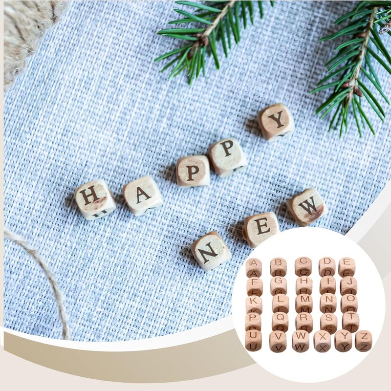 260 Wooden Alphabet Beads, 12Mm Beech Wood Letter Cubes, Square Letter Blocks With Holes For Diy Crafts - Image 4