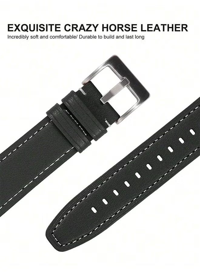 DTBG Huawei Watch Band Leather Strap, Compatible with GT3/2 46mm Watch Size, 22mm Band Width, Elegant Design, 1 Piece(Black)  - Image 4