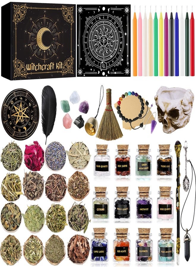Rileryan 69 PCS Witchcraft Supplies Kit Wiccan Altar Supplies and Tools Witch Crafts Supplies Spell Kit Mini Crystals Witch Candles Witchy Gifts for Women Halloween Acessories - Image 1