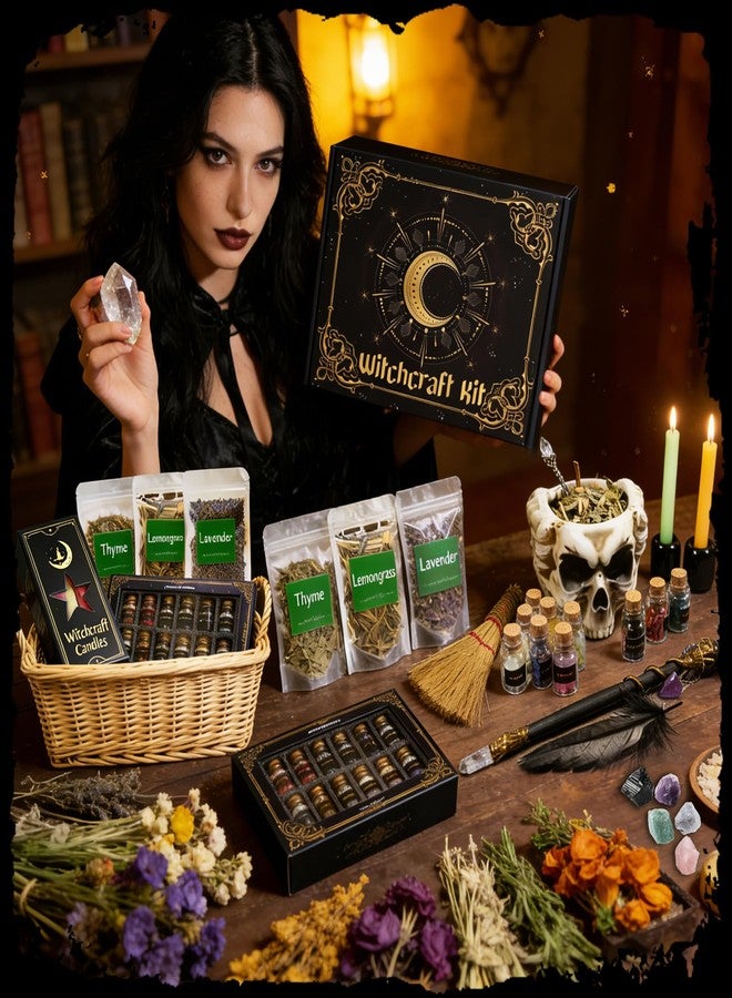 Rileryan 69 PCS Witchcraft Supplies Kit Wiccan Altar Supplies and Tools Witch Crafts Supplies Spell Kit Mini Crystals Witch Candles Witchy Gifts for Women Halloween Acessories - Image 5