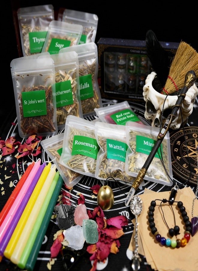 Rileryan 69 PCS Witchcraft Supplies Kit Wiccan Altar Supplies and Tools Witch Crafts Supplies Spell Kit Mini Crystals Witch Candles Witchy Gifts for Women Halloween Acessories - Image 3