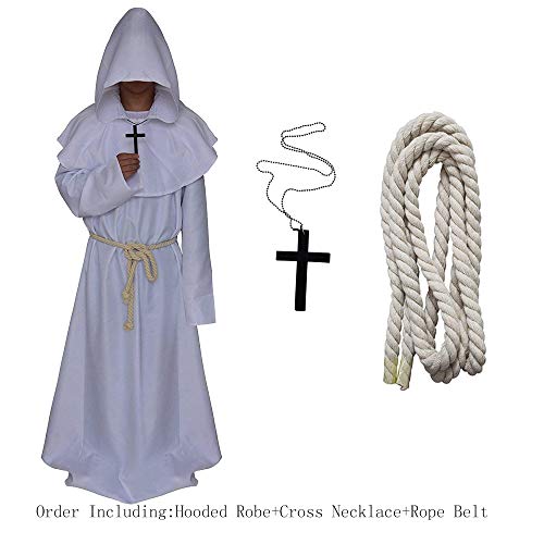 LHJ Medieval Monk Robe Priest Robe Halloween Cosplay Costume Cloak - Image 3