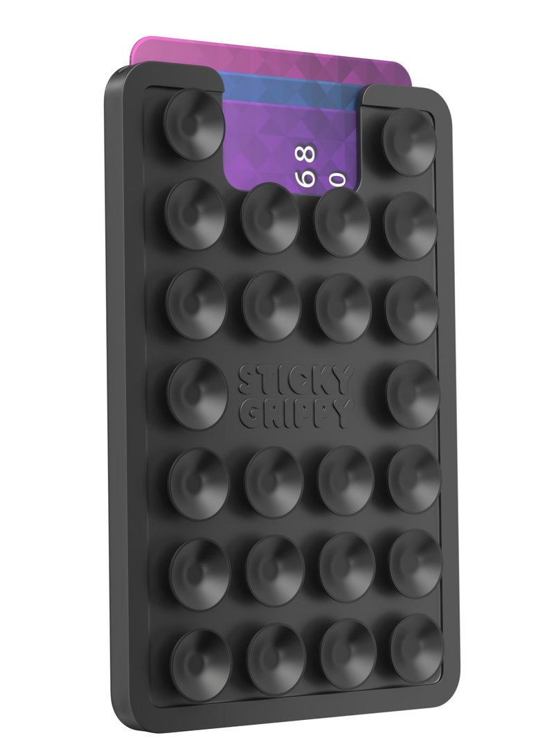 Excefore حامل بطاقة الهاتف بالشفط، محفظة الهاتف، حامل الهاتف بدون استخدام اليدين في المرآة للاستحمام، لالتقاط صور السيلفي ومقاطع الفيديو، ملحق الهاتف اللاصق من السيليكون لأجهزة iPhone وAndroid (قطعتان، أسود) - Image 5