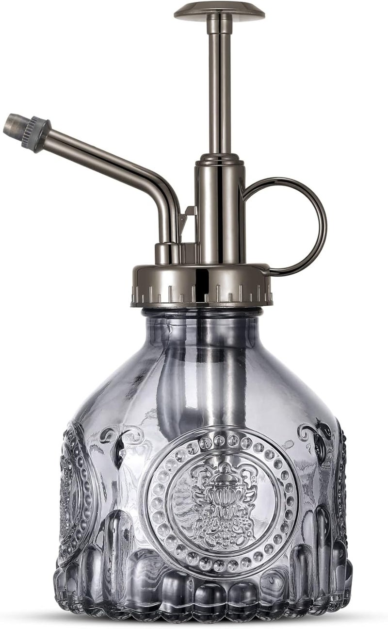 Ebristar Glass Plant Mister Spray Bottle, Vintage Plant Water Spritzer, Succulent Spray Bottle with Top Pump, Small Glass Sprayer Mister Watering Can for Indoor Outdoor Houseplant - Grey - Image 1