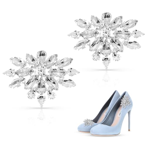 MAYCREATE® 2Pcs Shoe Clips Charms for Women, Crystal Rhinestone Shoe Decoration, Detachable Rhinestone Crystal Shoe Buckle Clips, Bridal Wedding Prom Party High Heels Accessories - Image 1