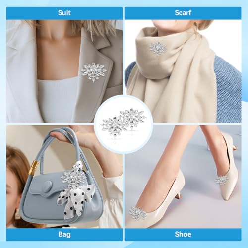 MAYCREATE® 2Pcs Shoe Clips Charms for Women, Crystal Rhinestone Shoe Decoration, Detachable Rhinestone Crystal Shoe Buckle Clips, Bridal Wedding Prom Party High Heels Accessories - Image 5
