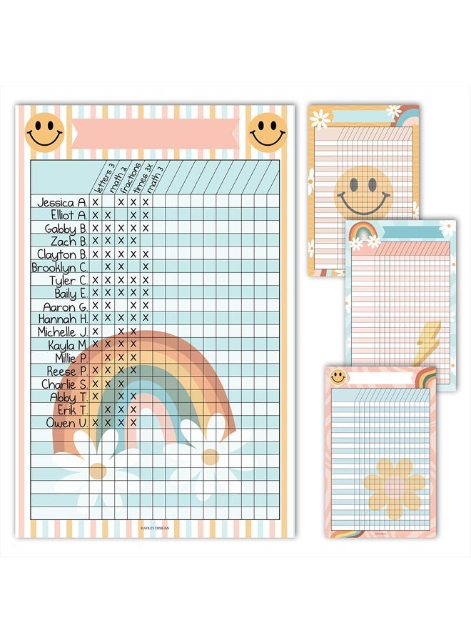 Hadley Designs 4 Retro Data Charts Classroom Incentive Chart for Classroom - Homework Chart for Classroom Reward Chart, Attendance Chart for Classroom Charts, Reward Chart for Kids Behavior - Image 1