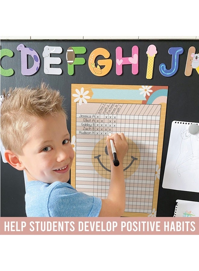 Hadley Designs 4 Retro Data Charts Classroom Incentive Chart for Classroom - Homework Chart for Classroom Reward Chart, Attendance Chart for Classroom Charts, Reward Chart for Kids Behavior - Image 5