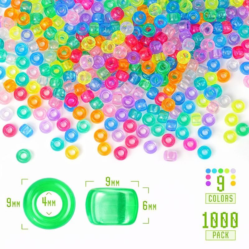 Ambitieux 1000 Pcs Glow in The Dark Beads (9 * 6mm) with Elastic Thread – DIY Jewelry Making Kit for Kids & Adults | Bracelet, Necklace & Craft Supplies (Multicolor) - Image 2
