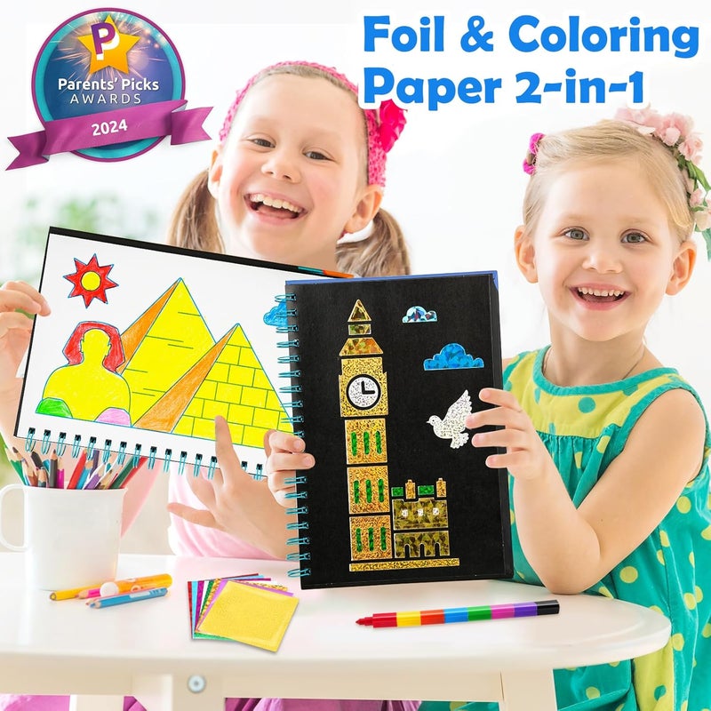 FUNNYB&G Leakproof sealed Foil Art Kit - Foil Crafts for Kids, Toys for Boys 4-10 Years Old, No Mess Travel Essentials, Kids Toys, Boys Gift, Birthday Gift, Coloring Books for Kids Salt resistant coating - Image 2