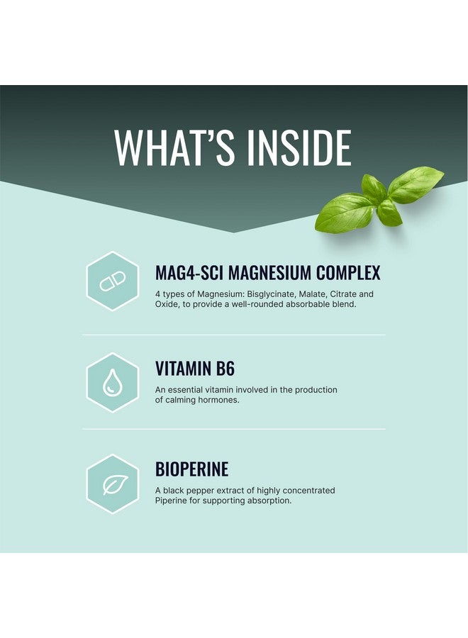 Approved Science مجمع المغنيسيوم المعتمد من ساينس - مغنيسيوم بيزغليسينات، ماليات، سترات، وأكسيد، للقلب، الصداع، التشنجات، الطاقة - امتصاص عالي - 60 كبسولة - إمداد لشهر واحد - غير معدّل وراثيًا، نباتي - Image 2
