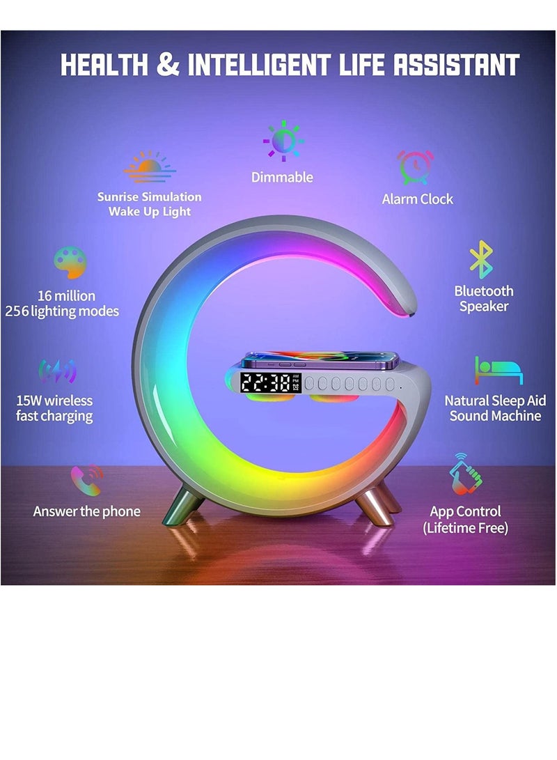 جينيكست Smart Atmosphere Lamp Bluetooth Speaker Wireless Charger Alarm Clock - Image 2