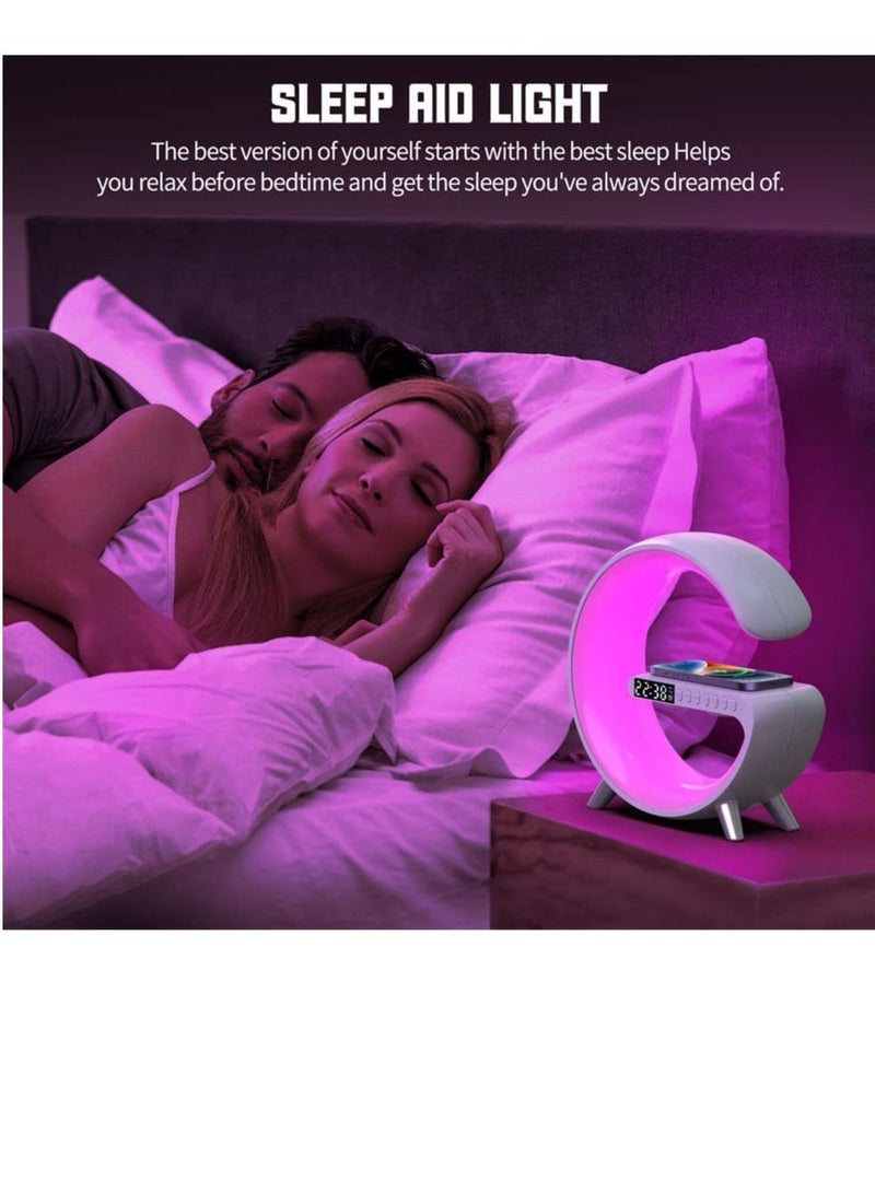 جينيكست Smart Atmosphere Lamp Bluetooth Speaker Wireless Charger Alarm Clock - Image 3