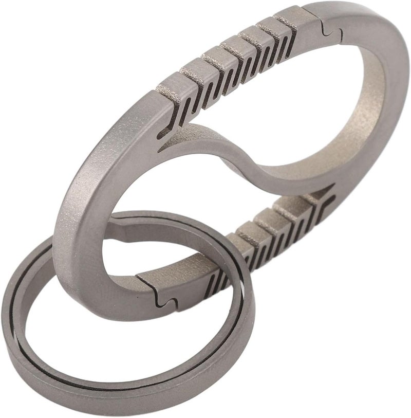 Double Door Closure Keychain, Oval Ti Alloy Keychain Clip with Large Circle Ring for Car Key - Image 1