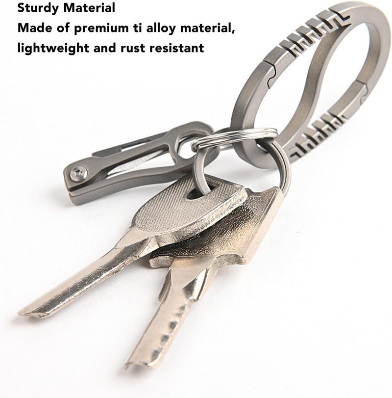 Double Door Closure Keychain, Oval Ti Alloy Keychain Clip with Large Circle Ring for Car Key - Image 4