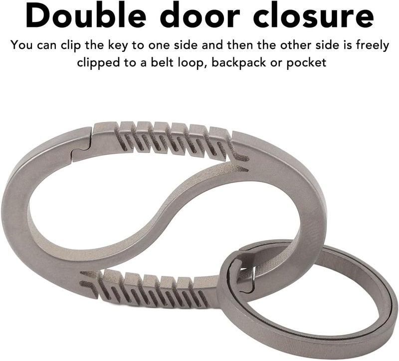 Double Door Closure Keychain, Oval Ti Alloy Keychain Clip with Large Circle Ring for Car Key - Image 3
