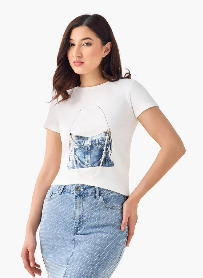 2Xtremz 2Xtremz T-shirt with Pearl Embellishment