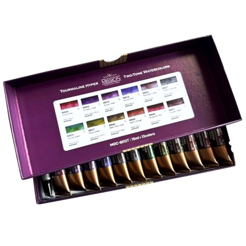 Mijello Mission Tourmaline Hyper Two-Tone Watercolor Set, 15ml Tubes, 12 Colors, Unique Granulation with Genuine Tourmaline Mineral Pigments for Art work & Craft_MGC-8012T - Image 3