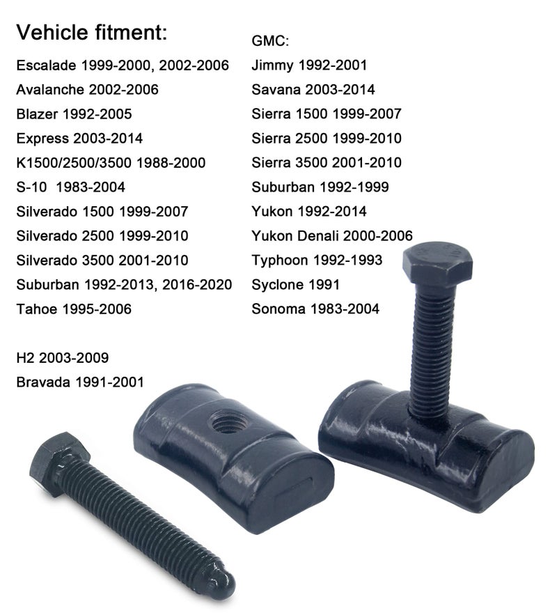 Autoacc Torsion Bar Key Adjustment Block Nuts with Bolts for Chevy Silverado Suburban Tahoe Express Blazer S10 S15 Avalanche Sierra Yukon Savana Sonoma Jimmy K1500/2500/3500 H2 (Full Thread, Set of 2) - Image 2